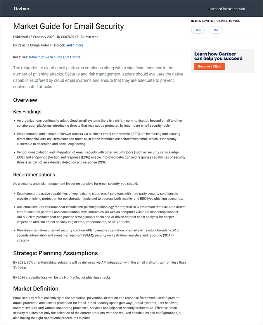 2023 Gartner® Email Security Market Guide IRONSCALES